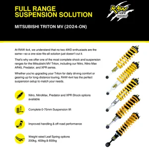 Mitsubishi Triton MV (2024 onwards) - Raw Predator Lift Kit - Preassembled Struts